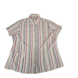 Croft & Barrow Woman Stretch 2x Short Sleeve Striped Button up Shirt